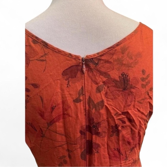 VTG Laura Ashley Sz 12 Linen Blend Summer Dress Burnt Orange Midi Cottagecore - Picture 4 of 6